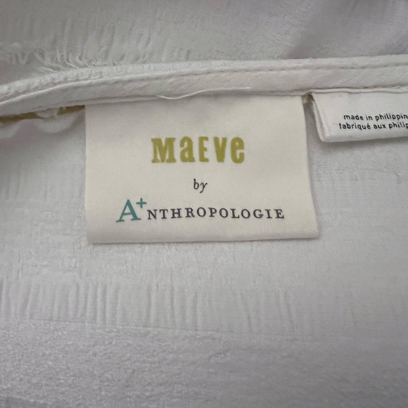 Maeve by Anthropologie Women White Textured Fringe Tassel Ruffle Top - Picture 5 of 7